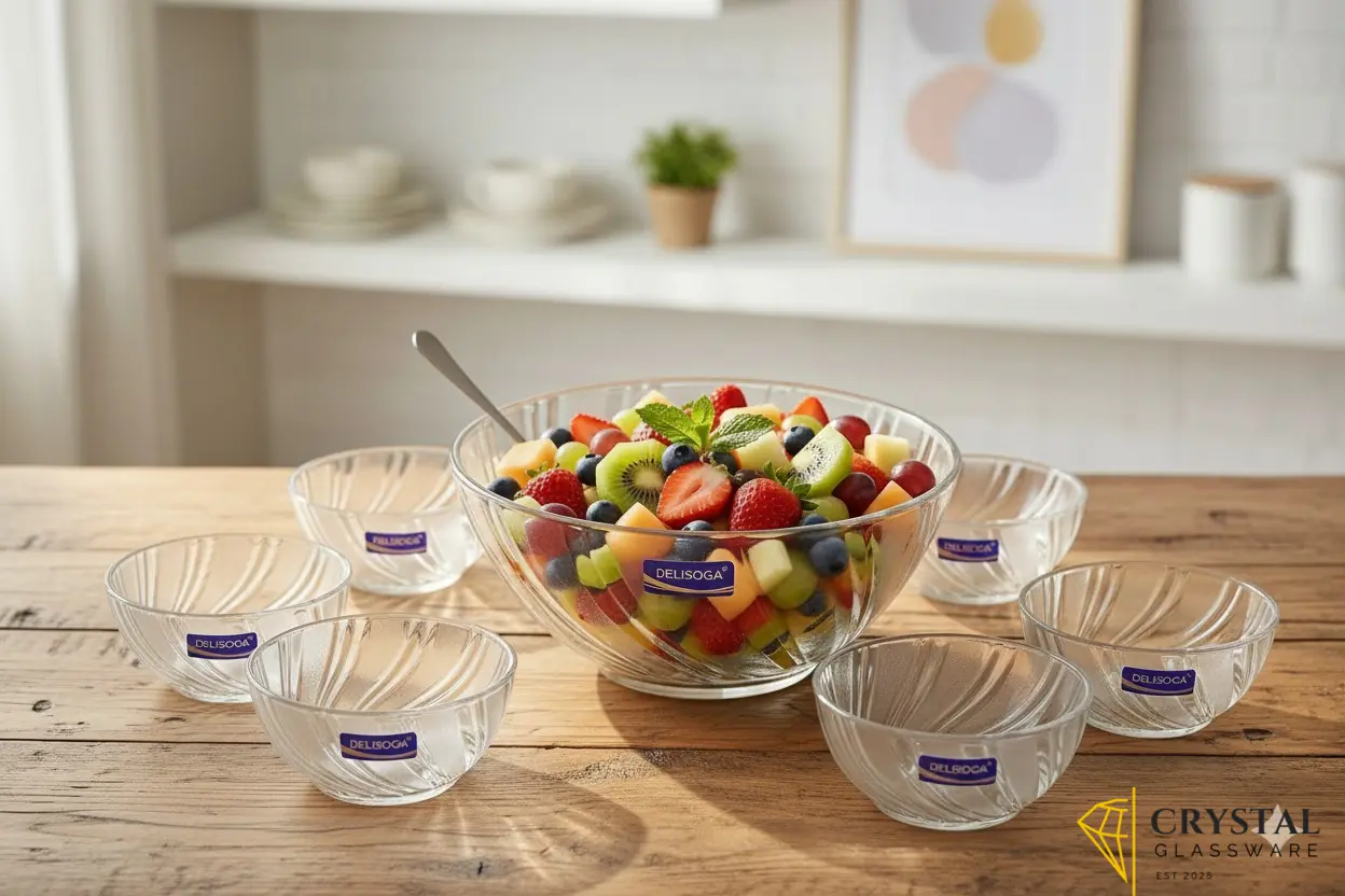 Delisoga 7pcs glassware bowl set